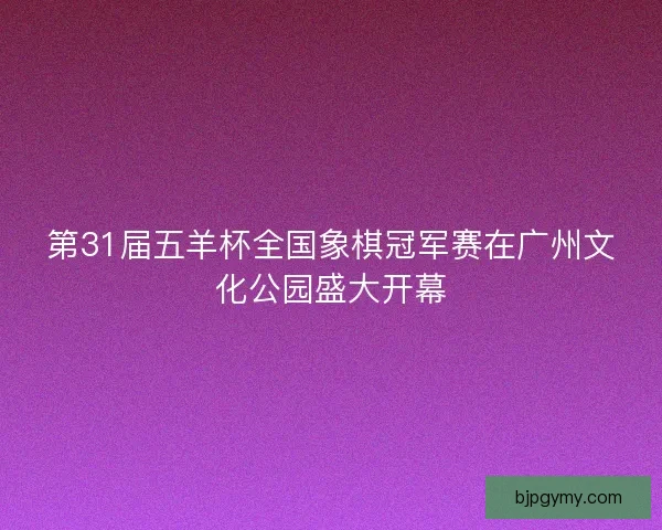 第31届五羊杯全国象棋冠军赛在广州文化公园盛大开幕